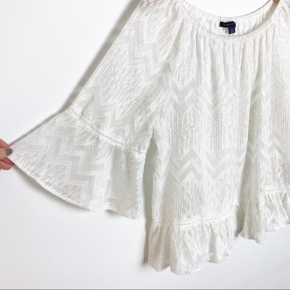 TOMMY HILFIGER White Off Shoulder Flowy Blouse - Picture 5 of 8